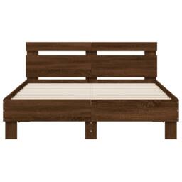 Berkfield Home Bed Frame with LED without Mattress Brown Oak 135x190 cm Double - thumbnail 7