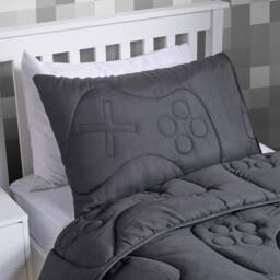 OHS Gaming Duvet Coverless Quilted 7.5 TOG Pillowcase Set Embossed in Charcoal - Size: Double - thumbnail 3