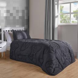 OHS Gaming Duvet Coverless Quilted 7.5 TOG Pillowcase Set Embossed in Charcoal - Size: Double - thumbnail 2