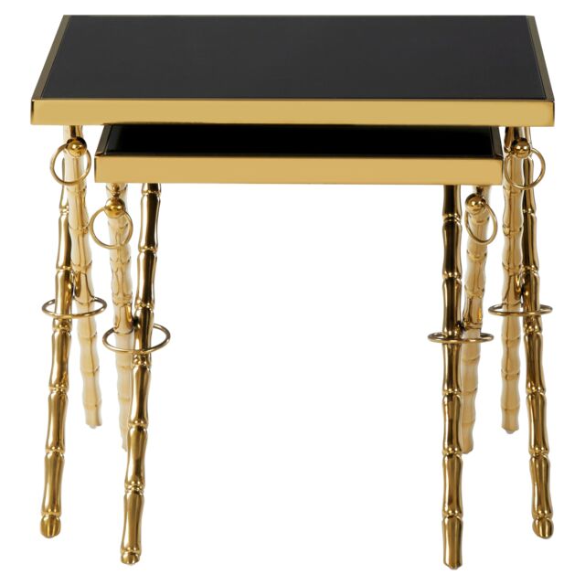 Orsina Contemporary Design Set Of 2 Nesting Tables, Versatile Side Tables, Elegant & Functional Square Tables in Gold - image 1