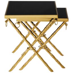 Orsina Contemporary Design Set Of 2 Nesting Tables, Versatile Side Tables, Elegant & Functional Square Tables in Gold - thumbnail 4
