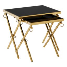 Orsina Contemporary Design Set Of 2 Nesting Tables, Versatile Side Tables, Elegant & Functional Square Tables in Gold - thumbnail 3