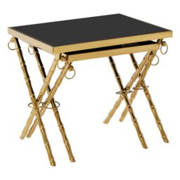 Orsina Contemporary Design Set Of 2 Nesting Tables, Versatile Side Tables, Elegant & Functional Square Tables in Gold - thumbnail 2