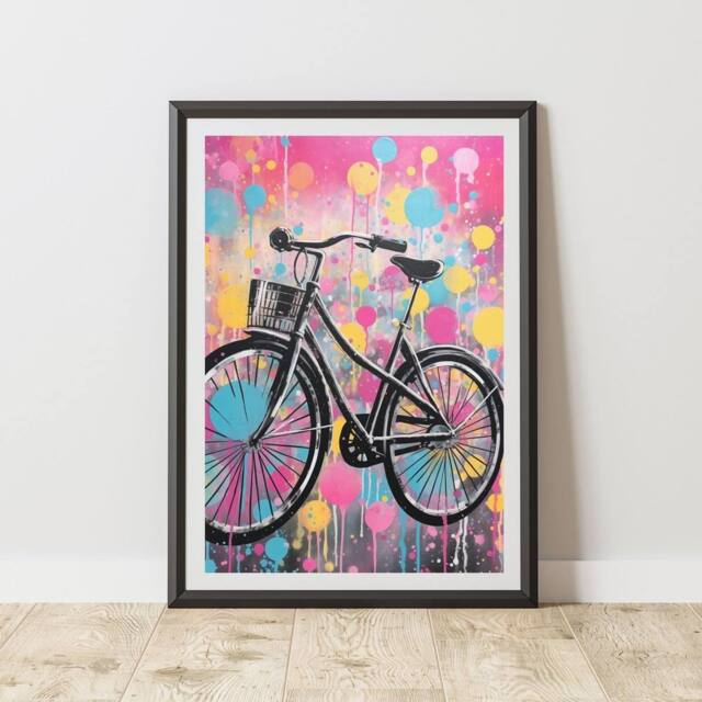 60 SECOND MAKEOVER Bike Pop Art Prints For Walls Urban Street Art Aesthetic Posters - Size: A4 - image 1