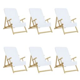 Berkfield Home Beach Towels 6 pcs White 60x135 cm Fabric 400 GSM - thumbnail 2