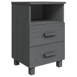 Berkfield Home Bedside Cabinet HAMAR Dark Grey 40x35x62 cm Solid Wood Pine - Size: 40 x 35 x 62 cm - thumbnail 2