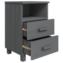 Berkfield Home Bedside Cabinet HAMAR Dark Grey 40x35x62 cm Solid Wood Pine - Size: 40 x 35 x 62 cm - thumbnail 5
