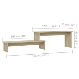 Berkfield Home TV Cabinet Sonoma Oak 180x30x43 cm Engineered Wood in Light Oak - Size: 180 x 30 x 43 cm - thumbnail 7