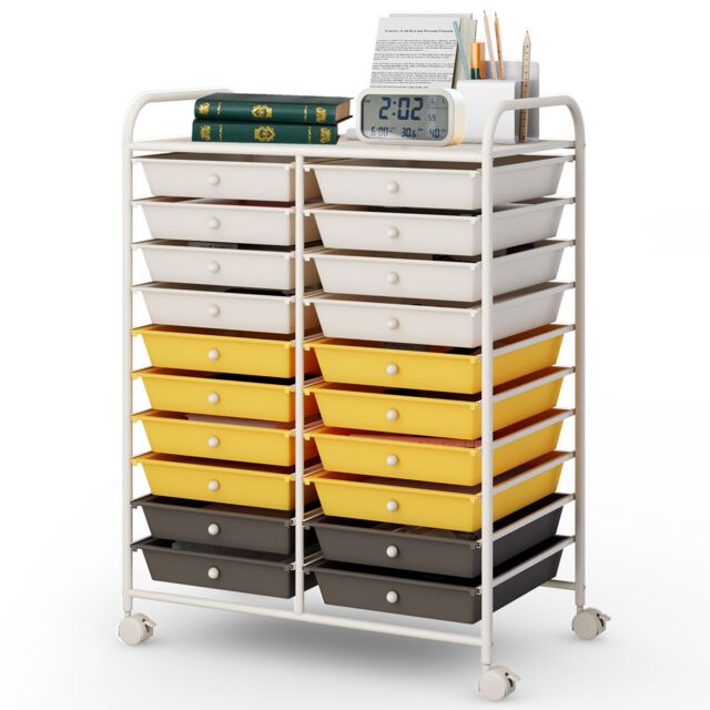 Costway 20 Drawers Storage Rolling Cart Home Office Mobile Utility Trolley Organizer in Yellow - image 1