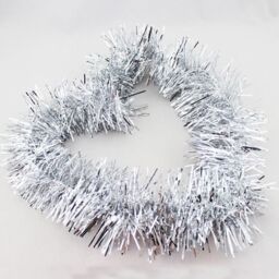 Shatchi 1.8m Luxury Deluxe Chunky Christmas Tinsel Garland Xmas Tree Decorations in Silver - thumbnail 2