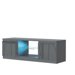Mex Furniture LTD TV Unit with LED Lighting & Gloss Doors / 120cm in Dark Grey - thumbnail 2