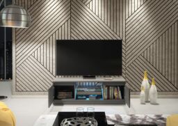 Mex Furniture LTD TV Unit with LED Lighting & Gloss Doors / 120cm in Dark Grey - thumbnail 6
