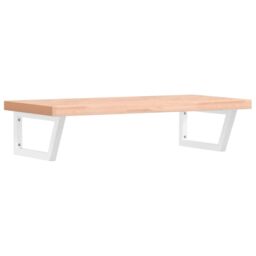 Berkfield Home Basin Shelf Wall Mounted Steel & Solid Wood Beech in Brown - thumbnail 2