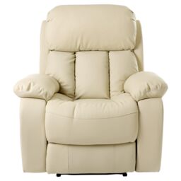 More4Homes Chester Bonded Leather Manual Recliner Chair with Heat & Massage in Cream - thumbnail 5