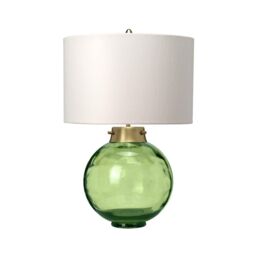 Netlighting Kara Table Lamp Dark Green Faux Silk Shade in Yellow