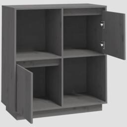 Berkfield Home Sideboard Grey 74x35x80 cm Solid Wood Pine - Size: 74 x 35 x 80 cm - thumbnail 5