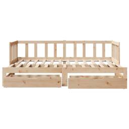 Berkfield Home Daybed with Trundle & Drawers without Mattress 80x200 cm in Light Tan - thumbnail 4