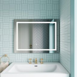 Balterley Rectangular Landscape LED Mirror with Demister, 800x500mm - Chrome in Silver - thumbnail 2