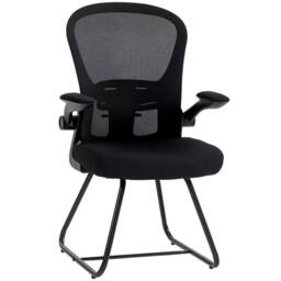 HOMCOM Conference Chair, Reception Office Chair with Flip-up Armrest in Black - thumbnail 2