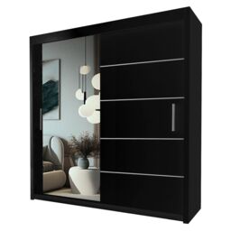 Interior Emporium Ltd IE Lyon Sliding Door Bedroom Wardrobe with LED Light - Wardrobe for You - Wardrobes with LED Light ( Black, 203 cm ) in Black - thumbnail 1