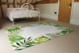 Benjamin Tate Design Border Of Botanical Leaves Designer Rug in Natural - Size: Large - thumbnail 3