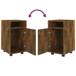 Berkfield Home Side Cabinet with Wheels Smoked Oak 33x38x60 cm Engineered Wood in Brown - Size: 33 x 38 x 60 cm - thumbnail 5