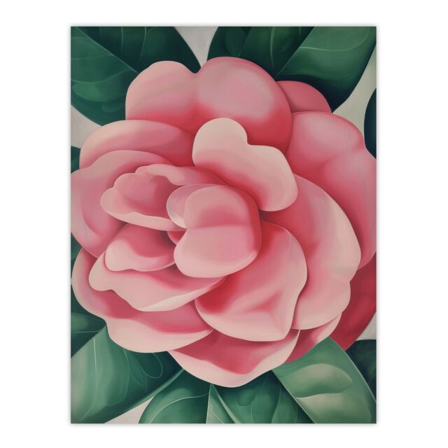 "Artery8 Winter Rose Camelia Flower Watercolour Painting Wall Art Print in Pink - Size: W24"" x H32""" - image 1