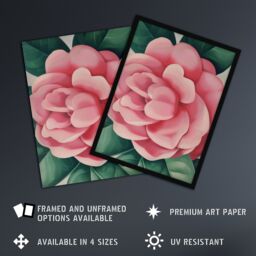 "Artery8 Winter Rose Camelia Flower Watercolour Painting Wall Art Print in Pink - Size: W24"" x H32""" - thumbnail 2