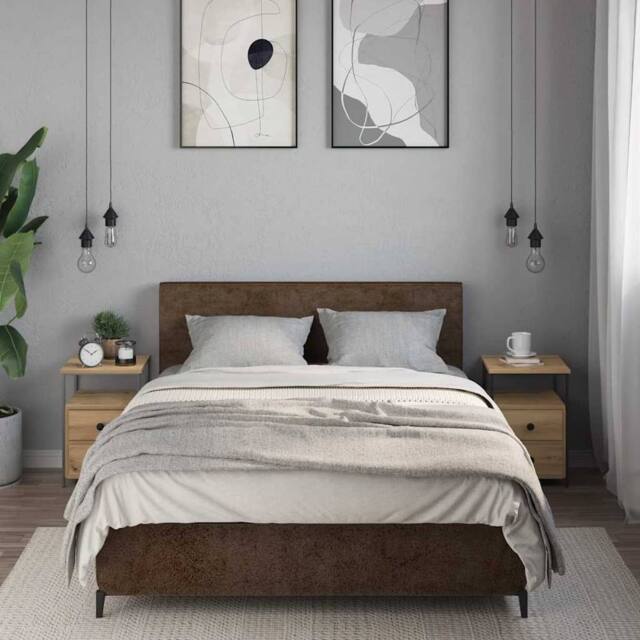 Berkfield Home Modern Bedside Cabinets 2 pcs Artisan Oak 34x35.5x50 cm Engineere in Brown - image 1