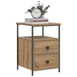 Berkfield Home Modern Bedside Cabinets 2 pcs Artisan Oak 34x35.5x50 cm Engineere in Brown - thumbnail 2
