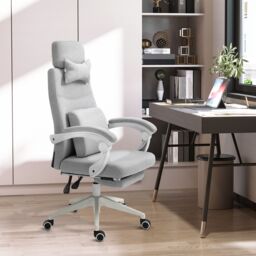 VINSETTO Home Office Chair Reclining Computer Chair w/ Lumbar Support in Grey - thumbnail 1