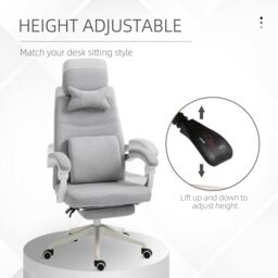 VINSETTO Home Office Chair Reclining Computer Chair w/ Lumbar Support in Grey - thumbnail 4