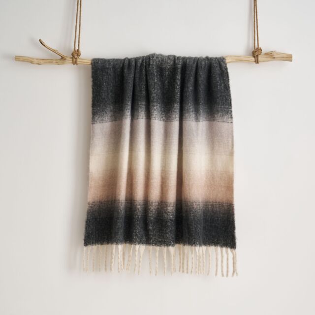 Allure Bath Fashions Ombre Faux Mohair Throw - Soft Fringed Blanket 130 x 170cm in Grey - Size: 130 cm x 170 cm - image 1