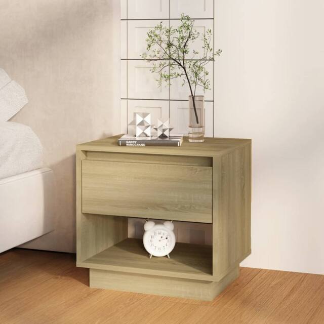 Berkfield Home Classic Bedside Cabinets 2 pcs Sonoma Oak 45x34x44 cm Engineered Wood in Beige - Size: 45 x 34 x 44 cm - image 1