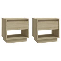 Berkfield Home Classic Bedside Cabinets 2 pcs Sonoma Oak 45x34x44 cm Engineered Wood in Beige - Size: 45 x 34 x 44 cm - thumbnail 3