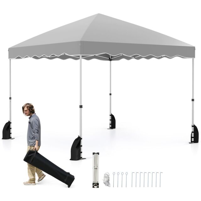 Costway 300 x 300 cm Pop up Canopy Tent Portable Foldable Patio Shelter in Grey - image 1