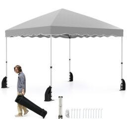 Costway 300 x 300 cm Pop up Canopy Tent Portable Foldable Patio Shelter in Grey - thumbnail 1