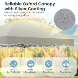 Costway 300 x 300 cm Pop up Canopy Tent Portable Foldable Patio Shelter in Grey - thumbnail 5