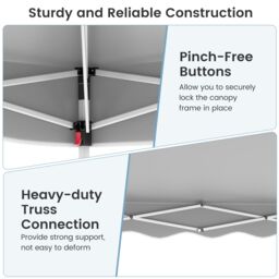 Costway 300 x 300 cm Pop up Canopy Tent Portable Foldable Patio Shelter in Grey - thumbnail 8