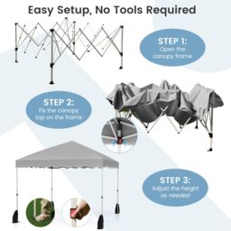 Costway 300 x 300 cm Pop up Canopy Tent Portable Foldable Patio Shelter in Grey - thumbnail 7