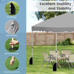 Costway 300 x 300 cm Pop up Canopy Tent Portable Foldable Patio Shelter in Grey - thumbnail 6