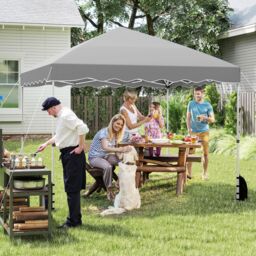 Costway 300 x 300 cm Pop up Canopy Tent Portable Foldable Patio Shelter in Grey - thumbnail 2