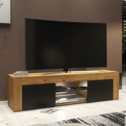 Creative Furniture Loom TV Unit 130cm - Minimalist Cabinet with Matte Finish & LED Lights in Brown