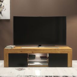 Creative Furniture Loom TV Unit 130cm - Minimalist Cabinet with Matte Finish & LED Lights in Brown - thumbnail 2