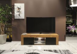 Creative Furniture Loom TV Unit 130cm - Minimalist Cabinet with Matte Finish & LED Lights in Brown - thumbnail 8