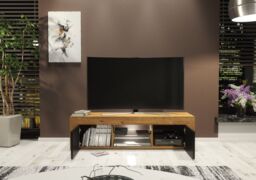 Creative Furniture Loom TV Unit 130cm - Minimalist Cabinet with Matte Finish & LED Lights in Brown - thumbnail 9