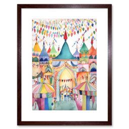"Artery8 Wall Art Print Festival Folk Art Watercolour Painting Artwork Framed 9X7 Inch in Brown - Size: W7"" x H9""" - thumbnail 1