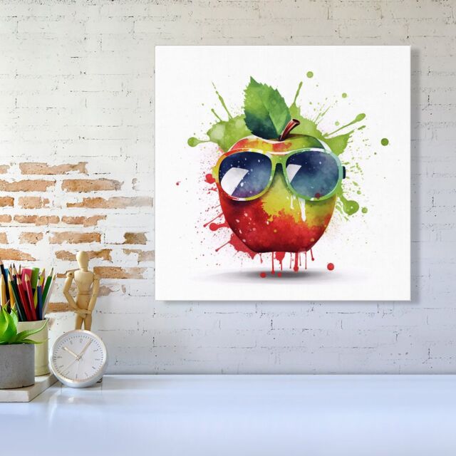 "Warren Reed - Designer Apple In Glasses Splashart Canvas - Size: W16"" x H16""" - image 1