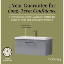 Balterley 800mm Wall Hung 1 Drawer Vanity Basin Unit, Satin Grey, Bronze Handle in Grey - thumbnail 6