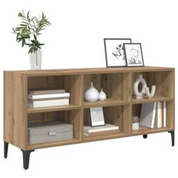 Berkfield Home TV Stand Artisan Oak Engineered wood, Metal Medium TV Stand in Brown